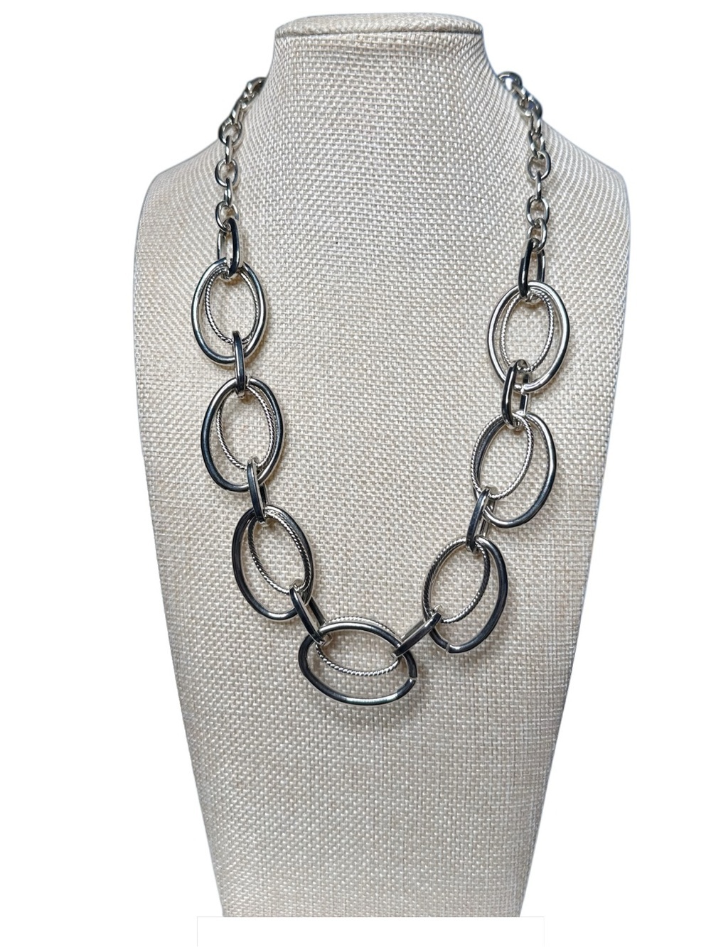 Silver Oval Link Statement Necklace - Women Jewelry